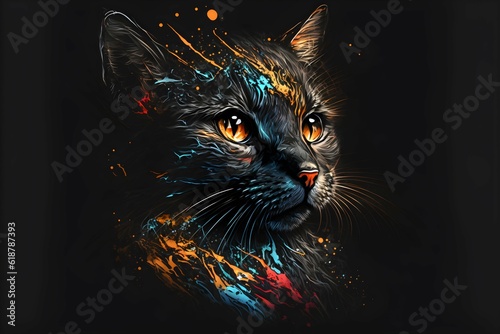 tshirt print5 black background8 multicolor4 schroedingers cat6 