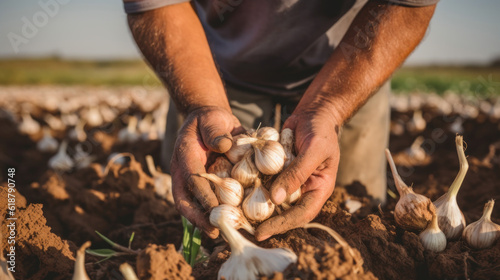 farmer planting garlic Generative Ai