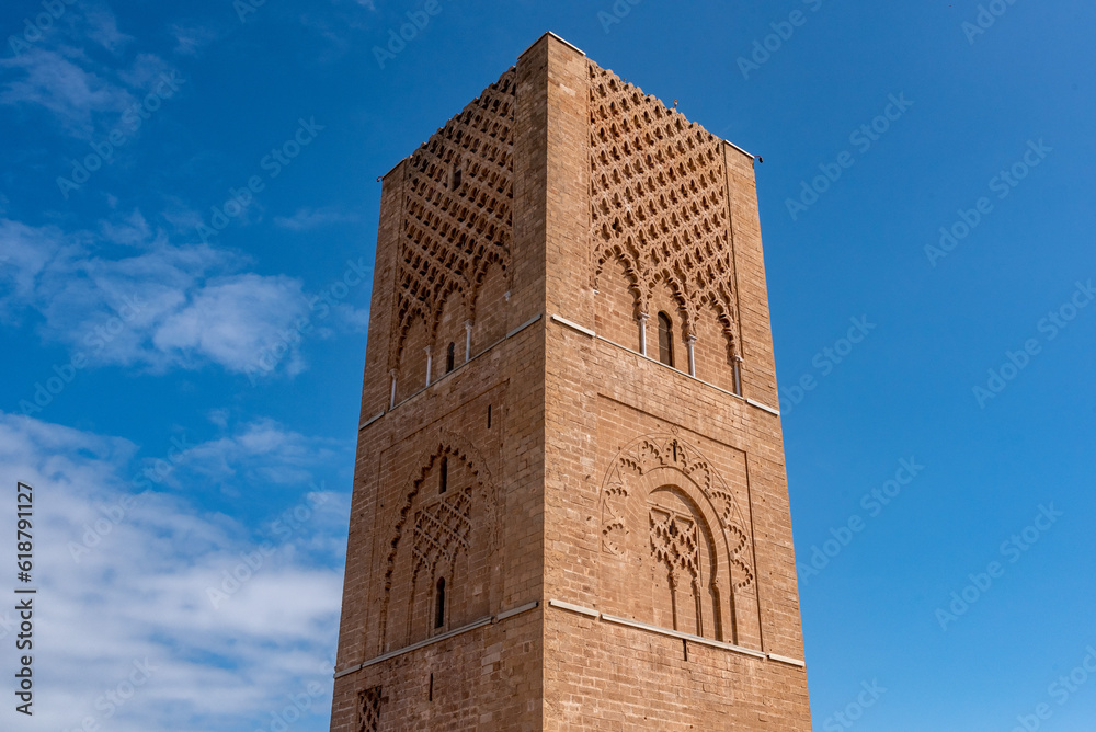 Iconic Hassan tower in the center of Rabat, planned as a even higher minaret of a mosque