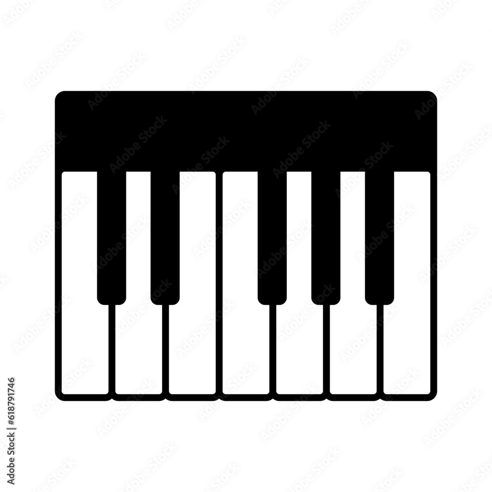 Piano vector icon. Musical symbol black on white