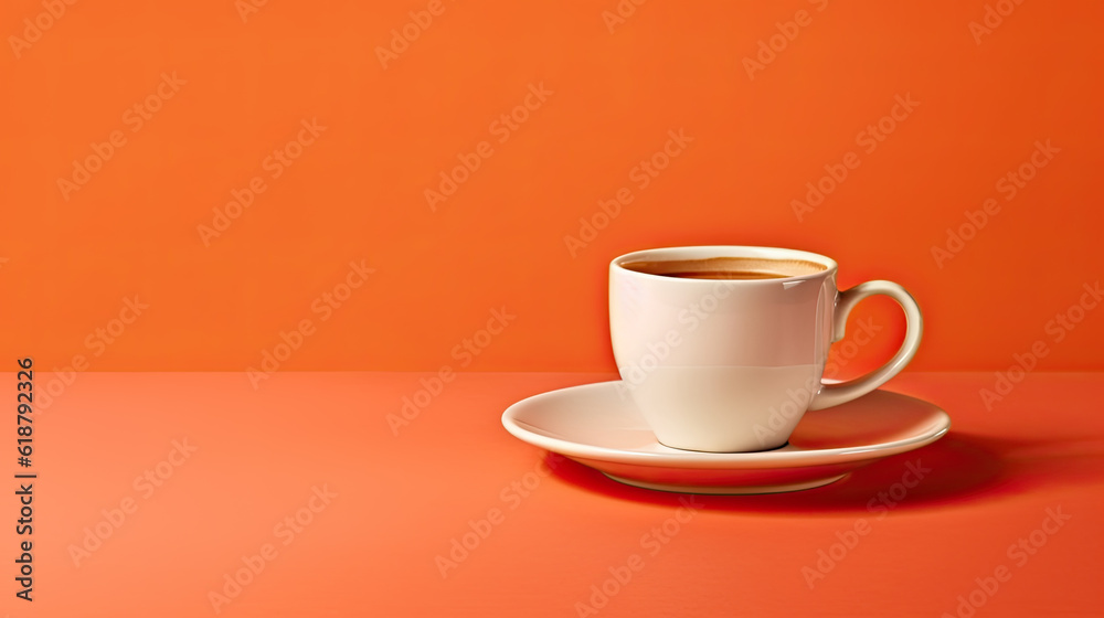 cup of coffee on color background with copy space cup of coffee on color background with copy space