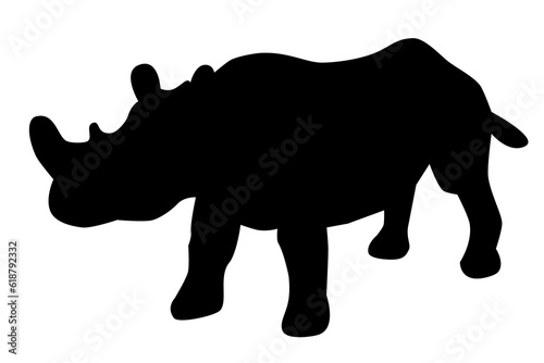 simple vector silhouette rhinoceros, isolated on white