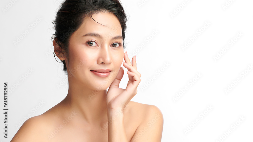 Beautiful young asian woman with clean fresh skin on white background, Face care, Facial treatment, Cosmetology, beauty and spa, Asian women portrait. Beautiful young asian woman with clean fresh skin on white background, Face care, Facial treatment, Cosmetology, beauty and spa, Asian women portrait.