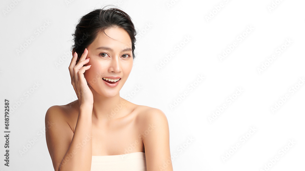 Beautiful young asian woman with clean fresh skin on white background, Face care, Facial treatment, Cosmetology, beauty and spa, Asian women portrait. Beautiful young asian woman with clean fresh skin on white background, Face care, Facial treatment, Cosmetology, beauty and spa, Asian women portrait.