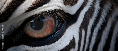 a zebras eye with the upper part showing Generated by AI
