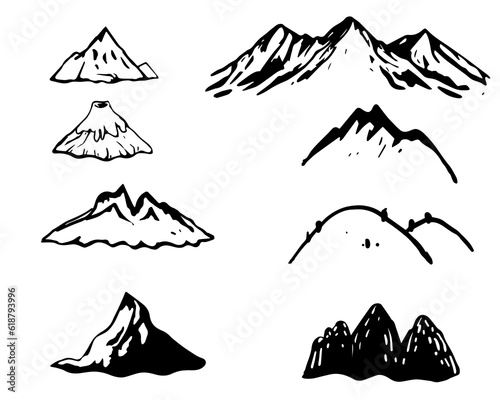 Cartoon Mountain Lines in Different Styles Illustration