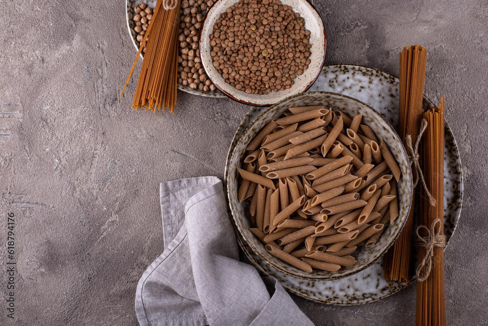 Gluten free pasta, chickpeas and lentils