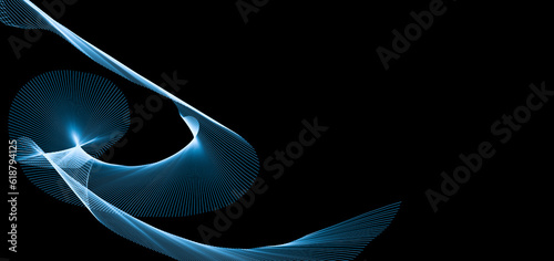 Abstrakcyjne czarne tło, tapeta, niebieskie fale © anettastar