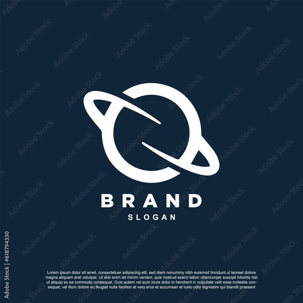 outline Saturn planet logo design. Cosmos galaxy science logo for your ...