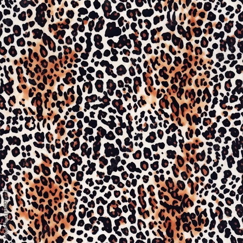 Leopard skin texture seamless pattern  animal leather design. AI illustration. Trendy modern design for printing clothes  fabric  paper..