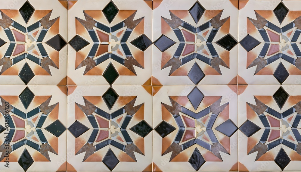 geometric tiles derived from the octagram 8 pointed star) form a ...