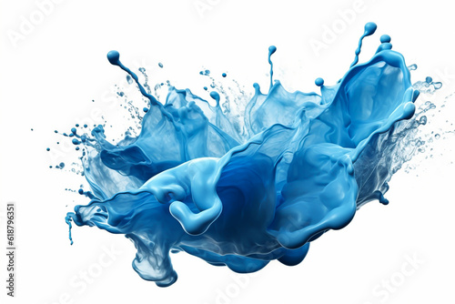 blue and silver water color liquid or Yogurt splash on isolated white background. Generative ai © 92ashrafsoomro