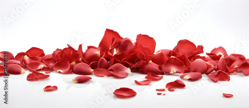 red petals fall from the top and a pile of petals Generated by AI