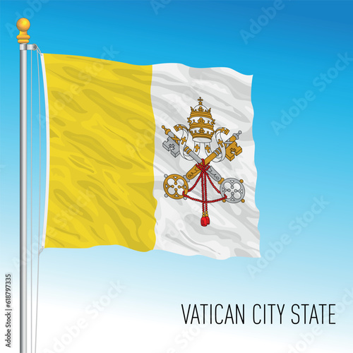 Vatican City, Holy See official national flag, Rome, Italy, vector illustration