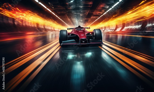 Super racing car on a track. Futuristic look and light trails.  © Photo And Art Panda