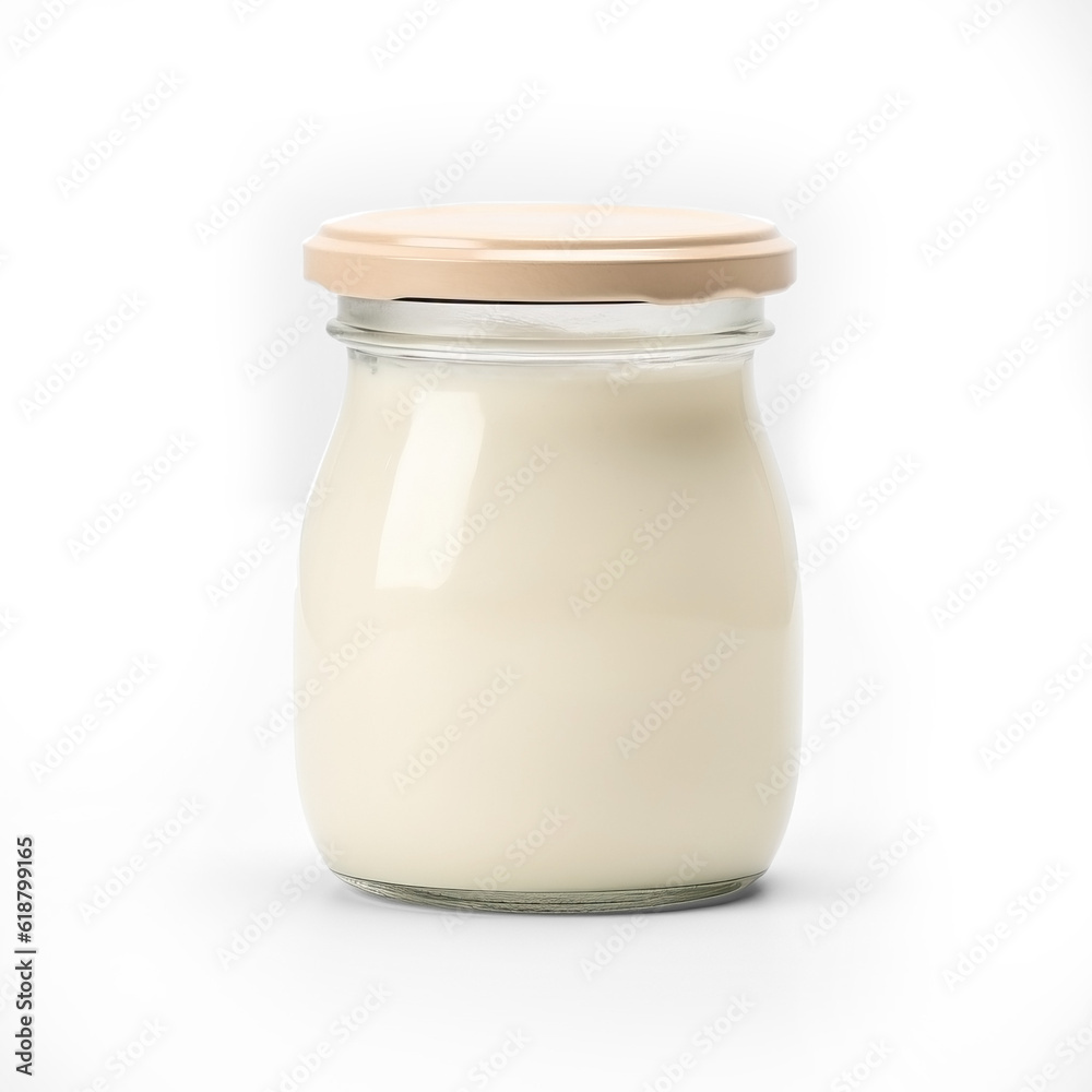 Alfredo sauce side view in a jar. Transparent Alfredo sauce side view in a jar. Transparent