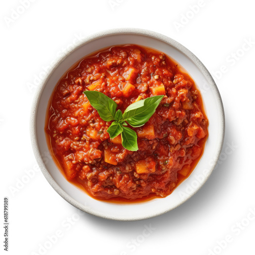 Bolognese sauce, top view, isolated, Transparent