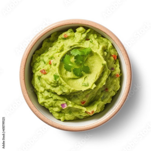 Guacamole sauce top view, isolated on Transparent background photo