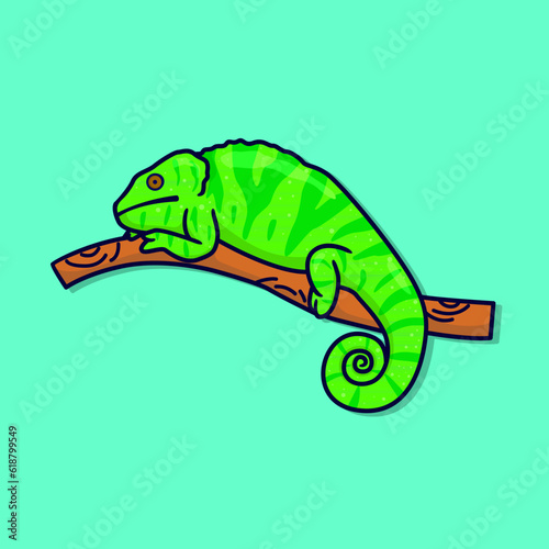 chameleon vector illustration with a cartoon concept for children. suitable as an icon  sticker  wallpaper  etc