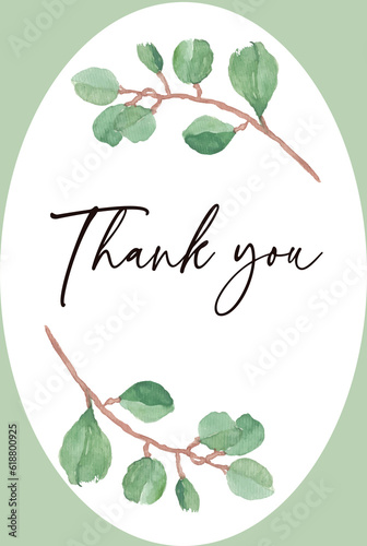 
Elegant Framed Eucalyptus Greenery Thank you Card Vertical