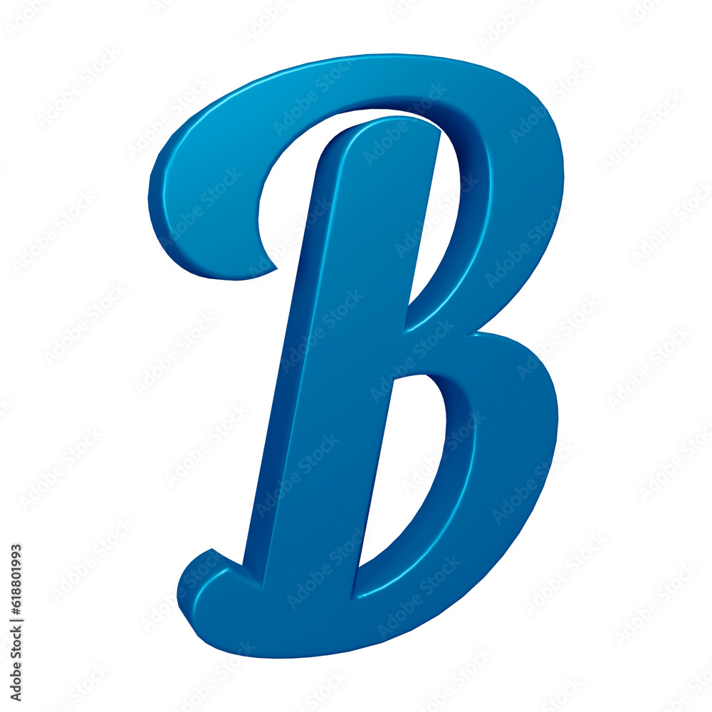 3D blue alphabet letter b for education and text concept 3D blue alphabet letter b for education and text concept