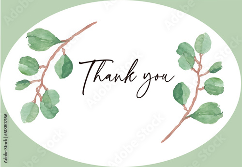 
Elegant Framed Eucalyptus Greenery Thank you Card Gorizontal