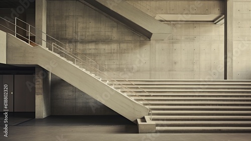 Concrete stairs, Modern Architecture detail Abstract Background. Generative AI.