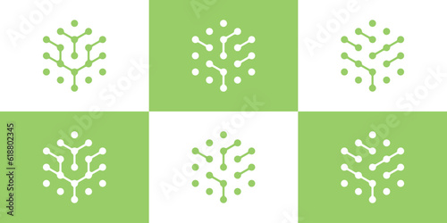 logo design connection, tree tech icon vector inspiration