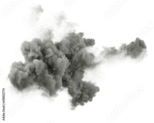 Black overcast cloud smoke free shapes on transparent backgrounds 3d render png