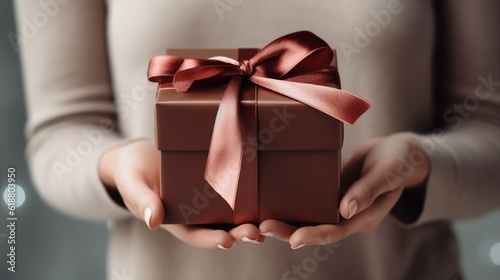 Gift box in hand, Generative AI © AIExplosion