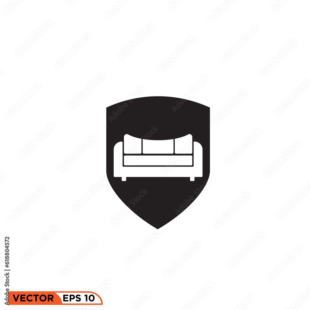 Icon vector graphic of shield sofa Icon vector graphic of shield sofa