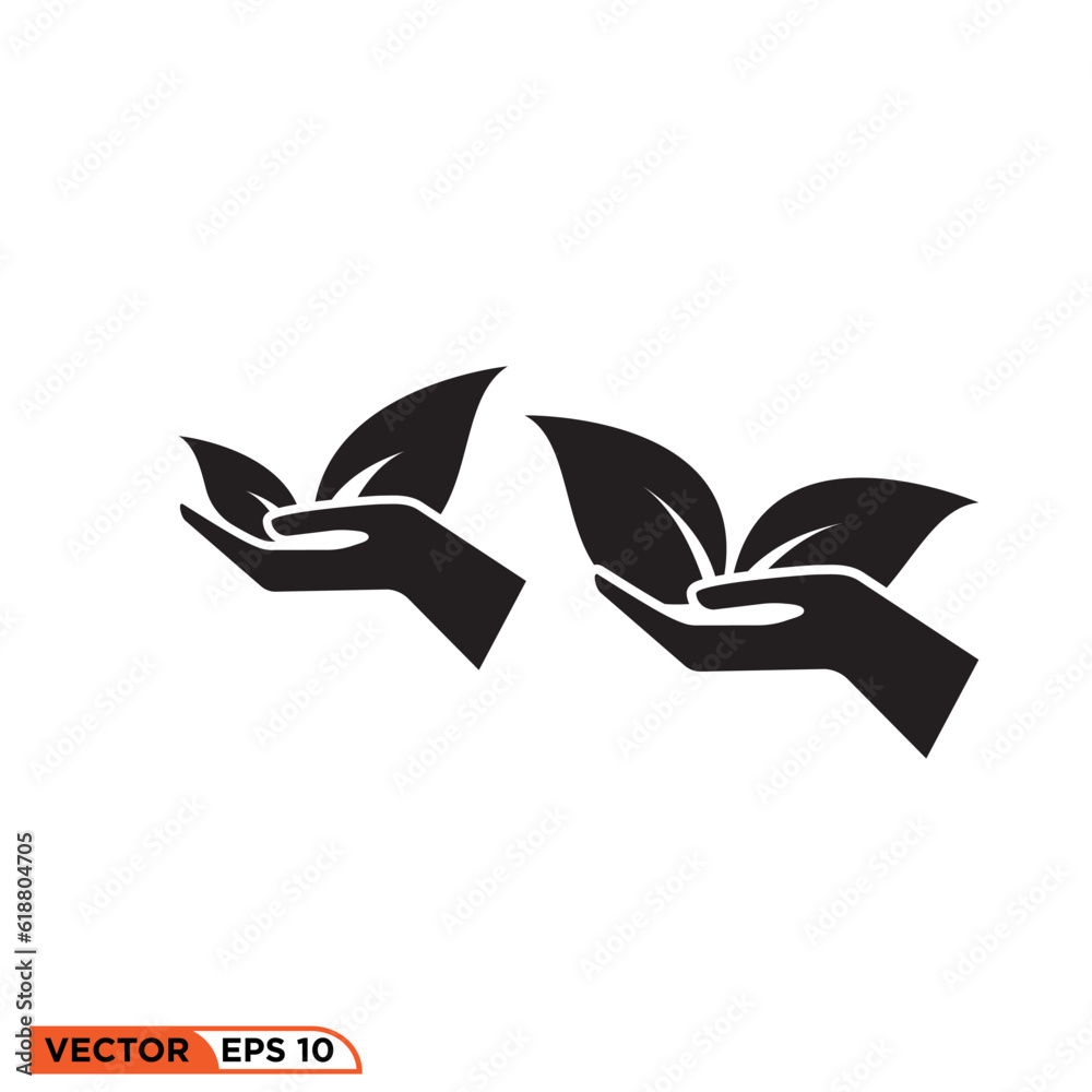 Icon vector graphic of hand leaf nature