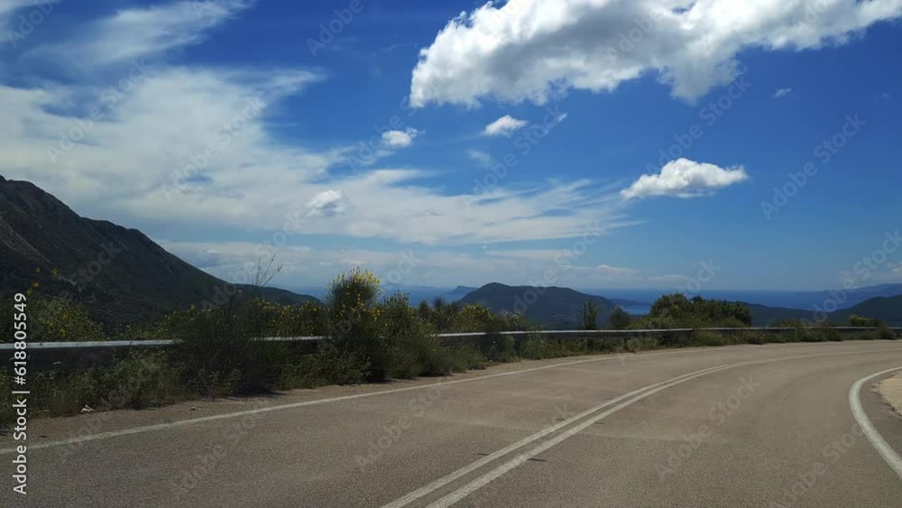 A drive on a deserted mountain road with panoramic views. A drive on a deserted mountain road with panoramic views.