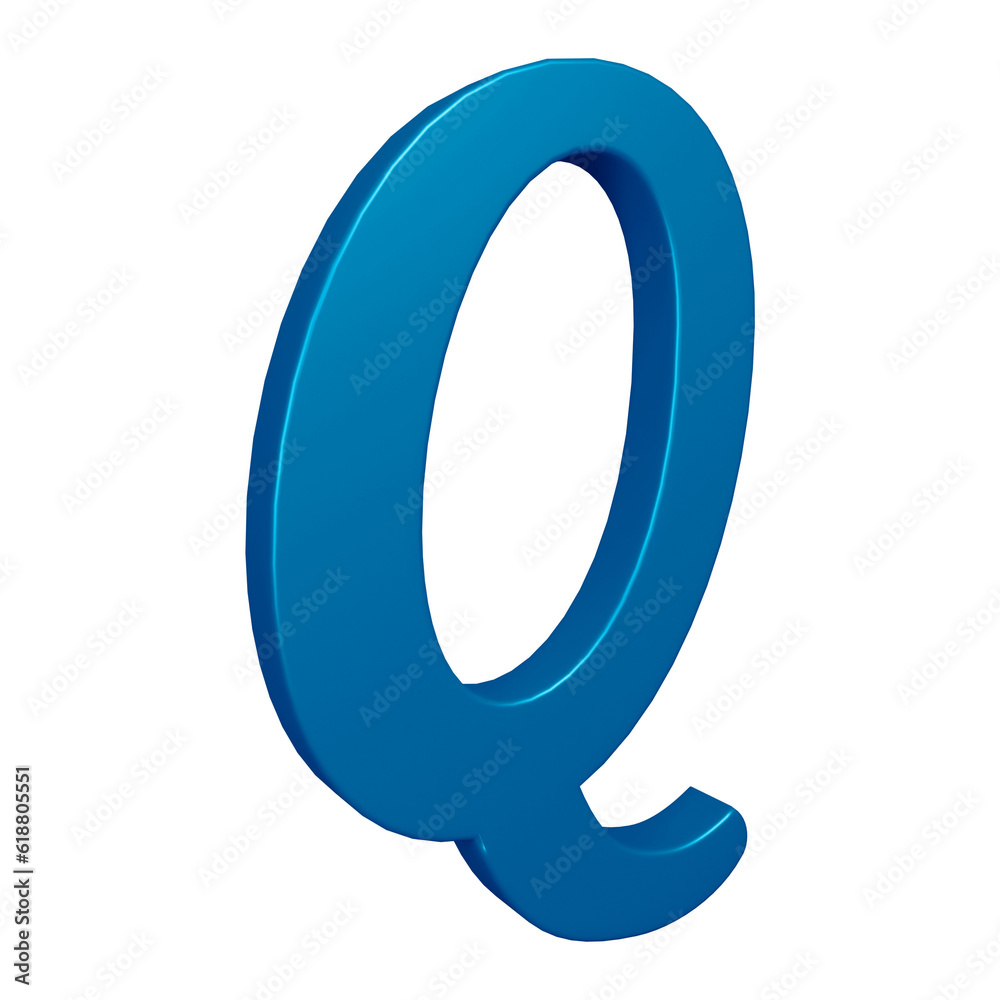 3D blue alphabet letter q for education and text concept 3D blue alphabet letter q for education and text concept