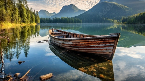 boat on a lake in the mountains