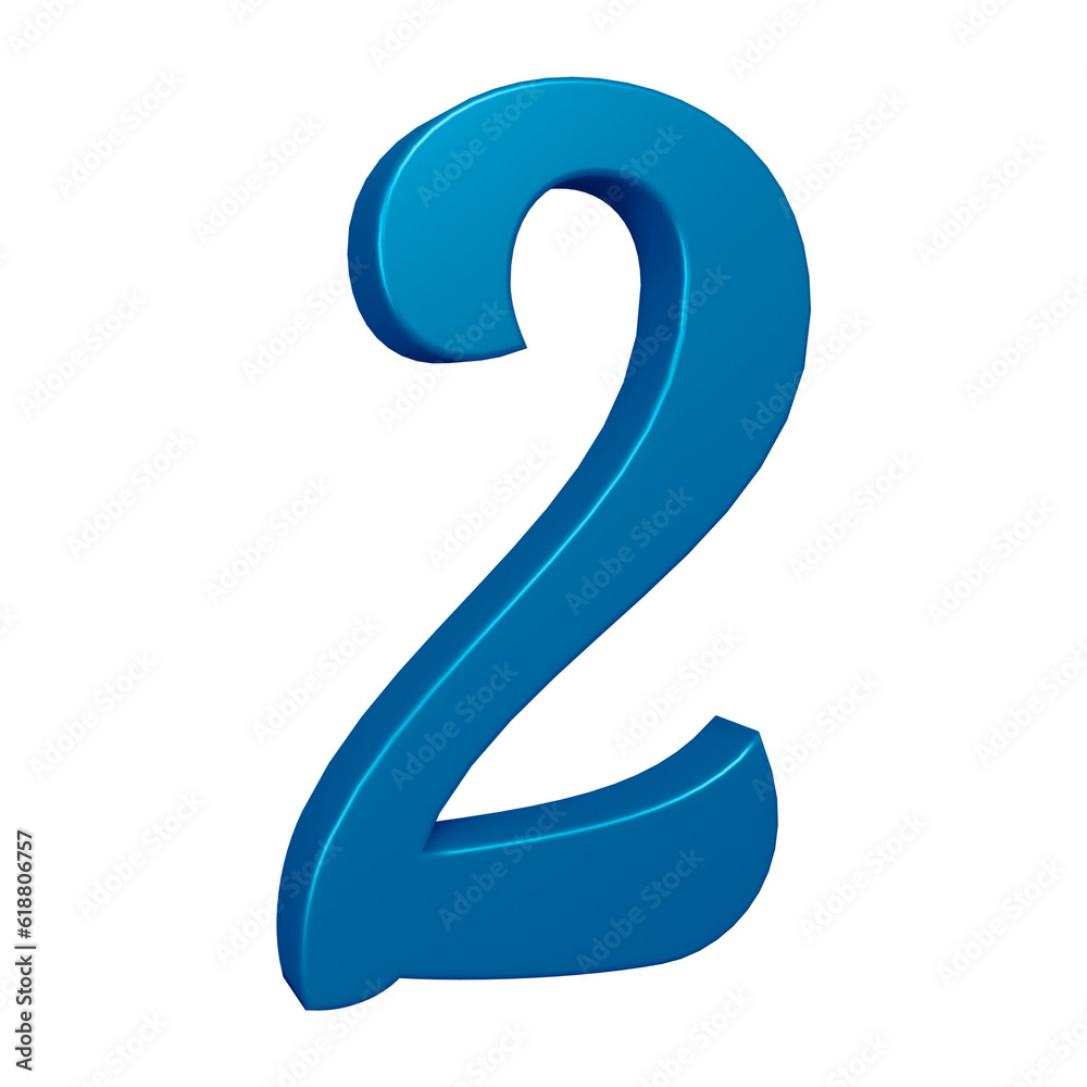 3d blue number 2 design for math, business and education concept 3d blue number 2 design for math, business and education concept