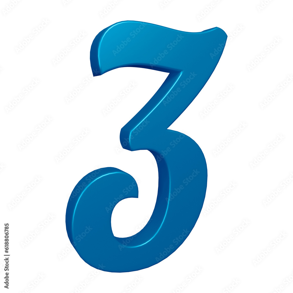 3d blue number 3 design for math, business and education concept 3d blue number 3 design for math, business and education concept
