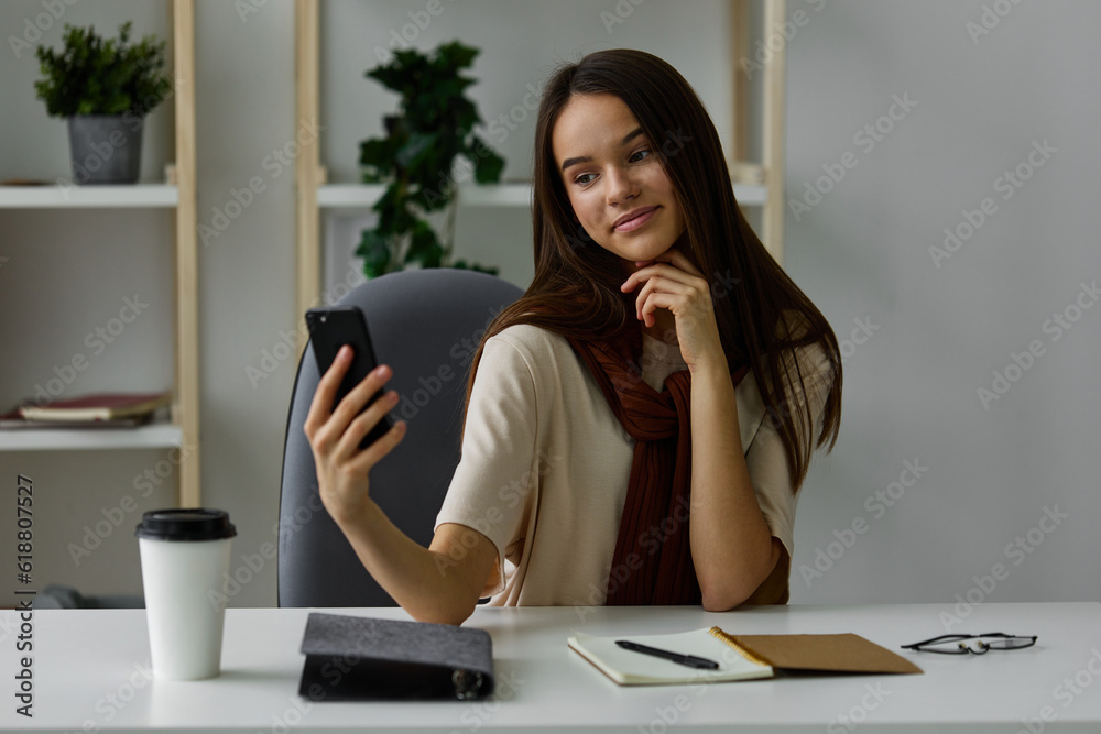 blogger smile student selfie phone learning young education laptop girl blogger smile student selfie phone learning young education laptop girl