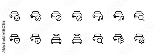Car icon. Car function, search, music, repair icon. vector illustration. linear Editable Stroke. Line, Solid, Flat Line, thin style and Suitable for Web Page, Mobile App, UI, UX design.