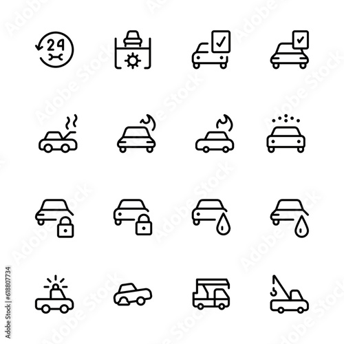 car repair icon. vector illustration. linear Editable Stroke. Line, Solid, Flat Line, thin style and Suitable for Web Page, Mobile App, UI, UX design.