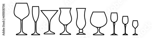 Glasses icon vector set. Stemware illustration sign collection. Wine symbol. Bar logo.