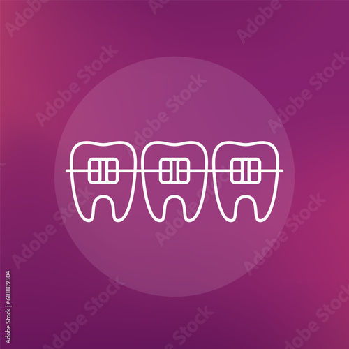 braces and teeth line icon, vector