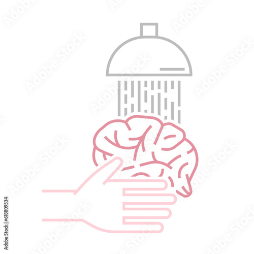 Brain washing icon, pictogram. Editable vector illustration