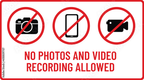 No camera or video recording allowed print ready sign vector