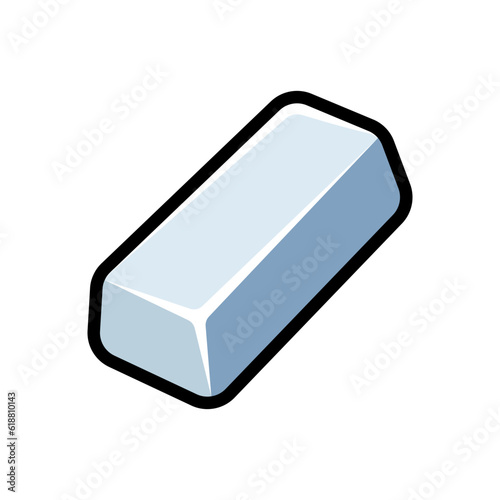 Isolated flat 3d steel ingot icon for game, interface, sticker, app. The sign in a cartoon style for match 3, arcade, rpg. The sprite for craft element in hyper casual mobile game