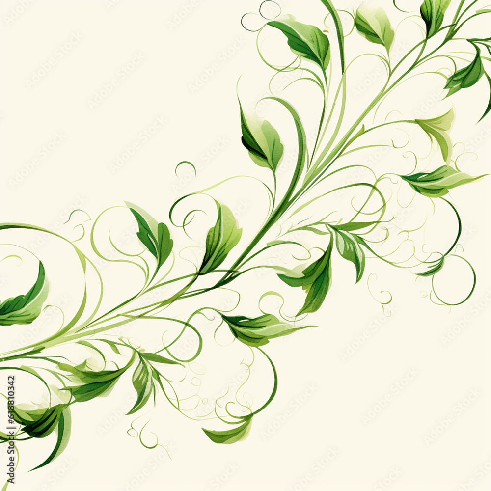 Decorative vine element on isolated white background - ai generative Decorative vine element on isolated white background - ai generative