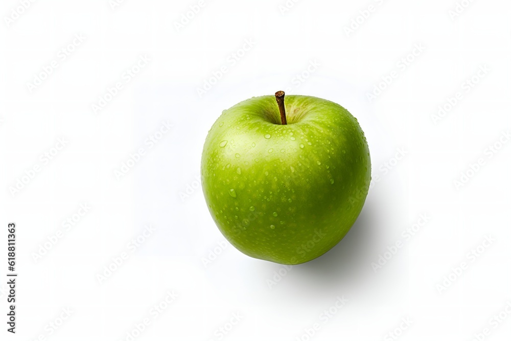 green apple white background