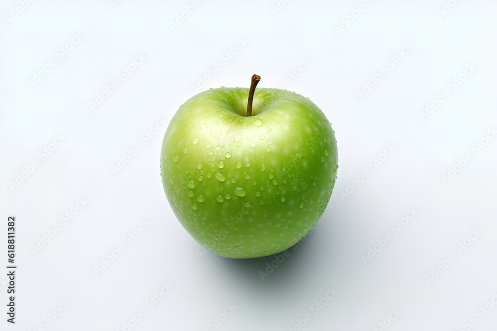 green apple white background