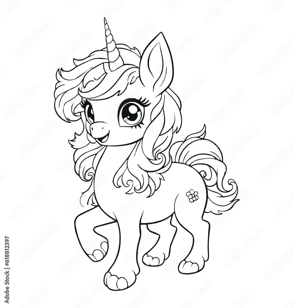 Cute Unicorn coloring page - Coloring book for kids Stock Vector ...