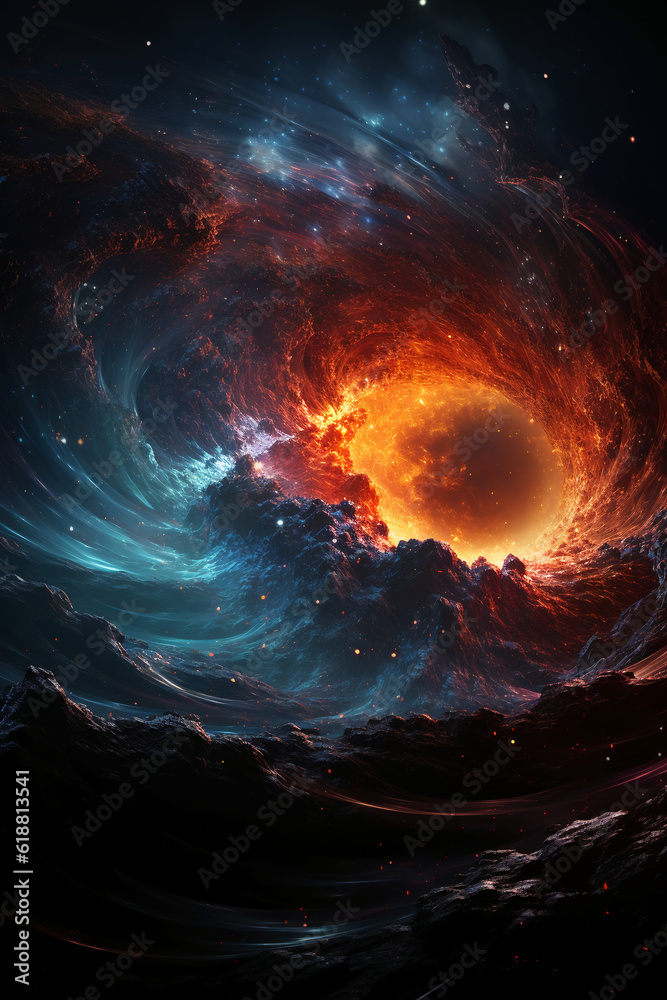 A gravitation pulse emanating from a central black hole our galaxy. AI generative A gravitation pulse emanating from a central black hole our galaxy. AI generative